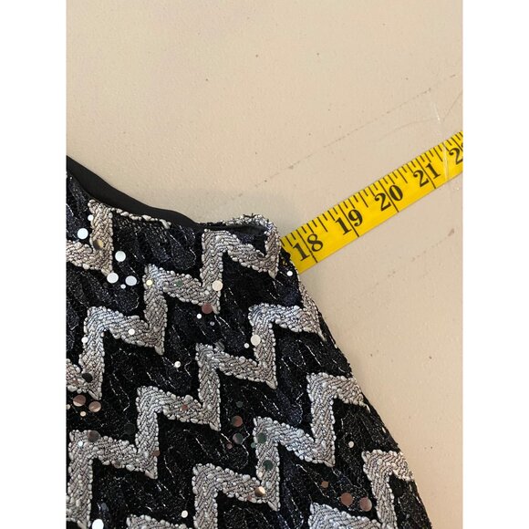 Blue Sage Black & Silver Chevron Sequin Tank Top & Jacket XL - Picture 12 of 16